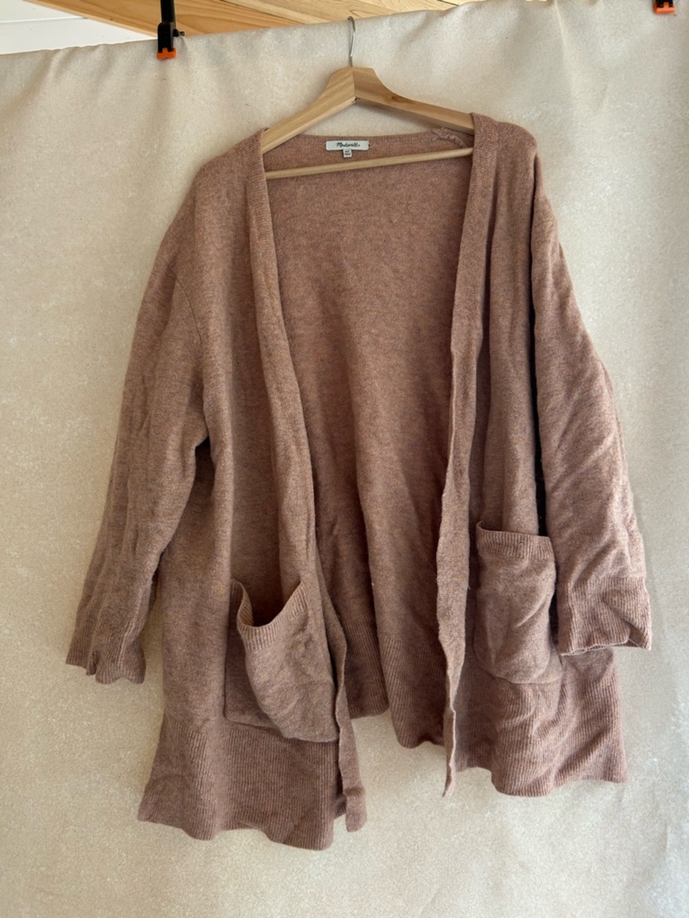Madewell Open-Front Cardigan Sweater in Mauve Pink